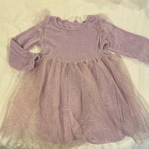 Beautiful light purple chenille dress with gold flaked tulle skirt